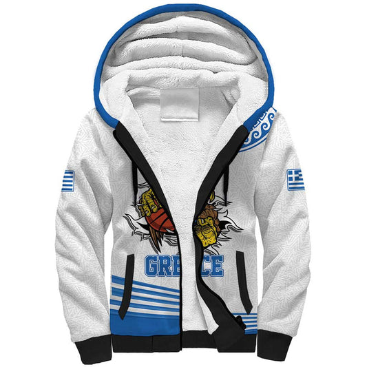 Custom Greece Basketball Champions Sporty Style with Eagle Mascot Sherpa Hoodie