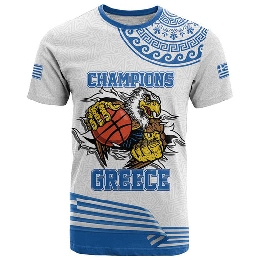 Custom Greece Basketball Champions Sporty Style with Eagle Mascot T Shirt