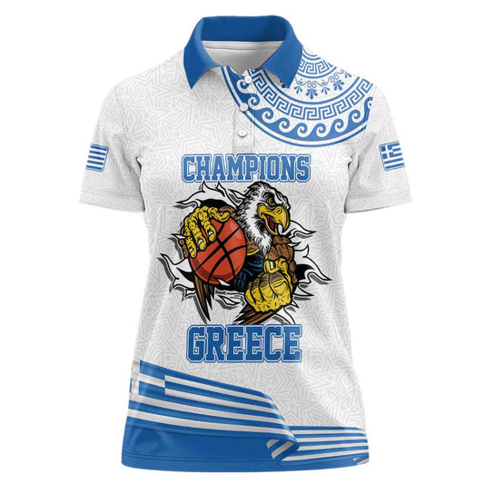 Custom Greece Basketball Champions Sporty Style with Eagle Mascot Women Polo Shirt