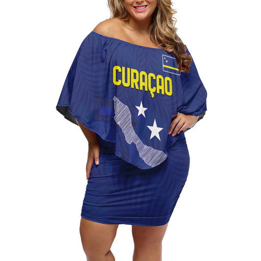 Custom Curacao Football La Pantera Negra Off Shoulder Short Dress