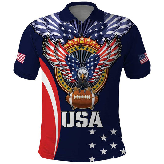 Custom USA Rugby American Eagle With USA Flags Polo Shirt