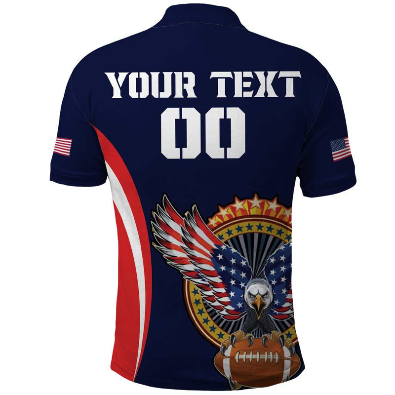 Custom USA Rugby American Eagle With USA Flags Polo Shirt