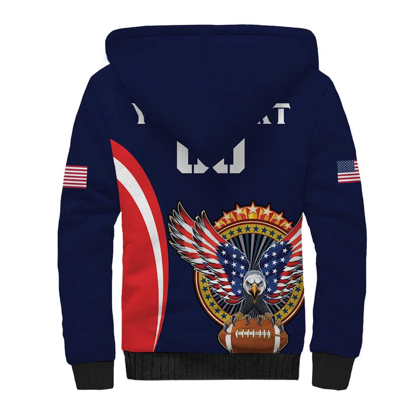 Custom USA Rugby American Eagle With USA Flags Sherpa Hoodie