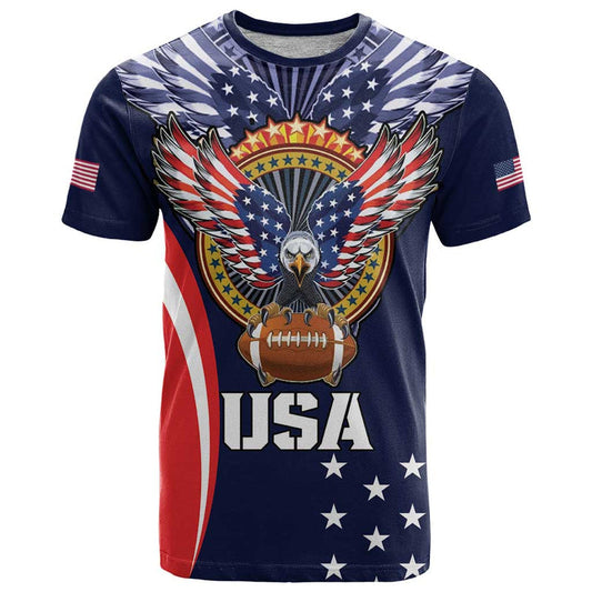 Custom USA Rugby American Eagle With USA Flags T Shirt