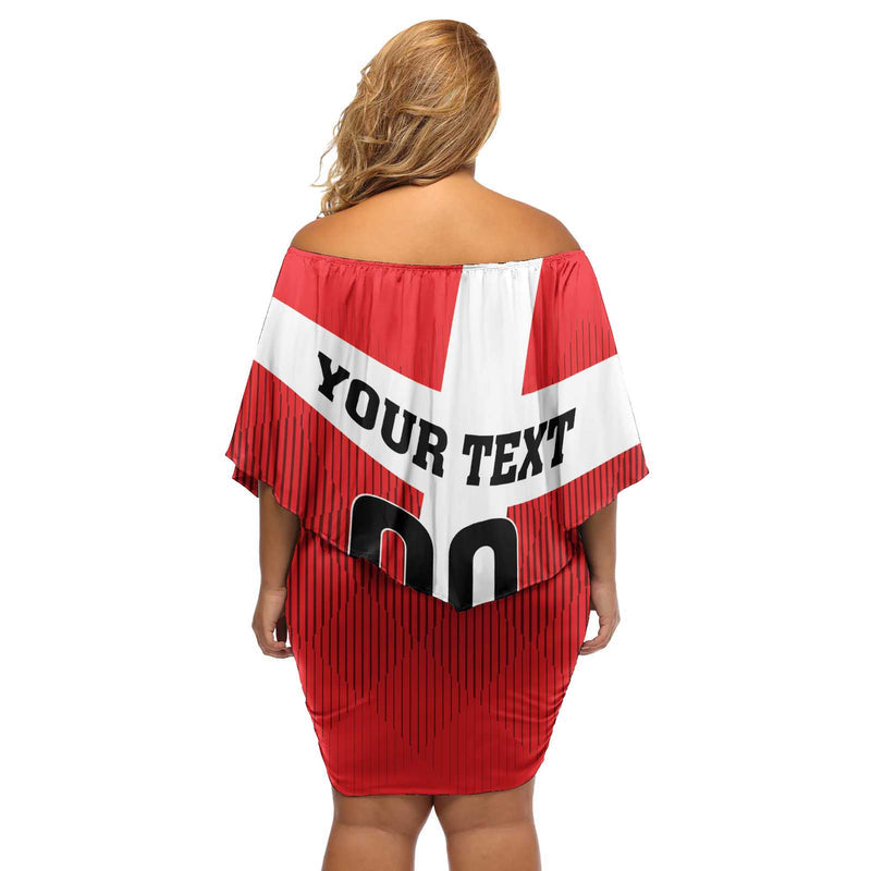 Custom Denmark Football Mute Swan Off Shoulder Short Dress