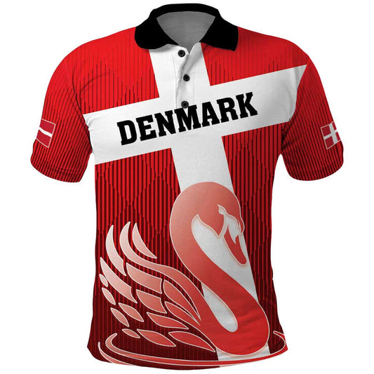 Custom Denmark Football Mute Swan Polo Shirt