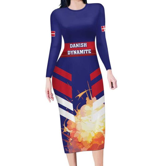Custom Denmark Football Come On Danish Dynamite Long Sleeve Bodycon Dress