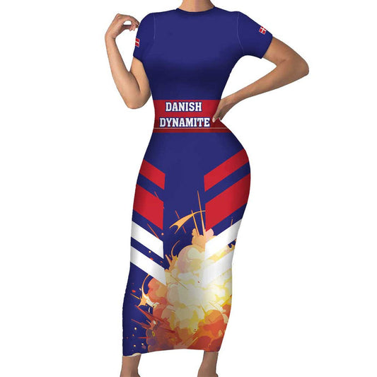 Custom Denmark Football Come On Danish Dynamite Short Sleeve Bodycon Dress