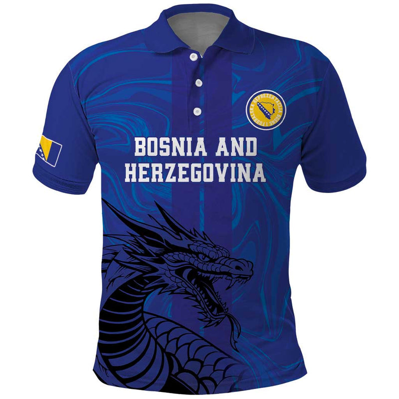 Custom Bosnia and Herzegovina Football The Dragons Go Champions Polo Shirt