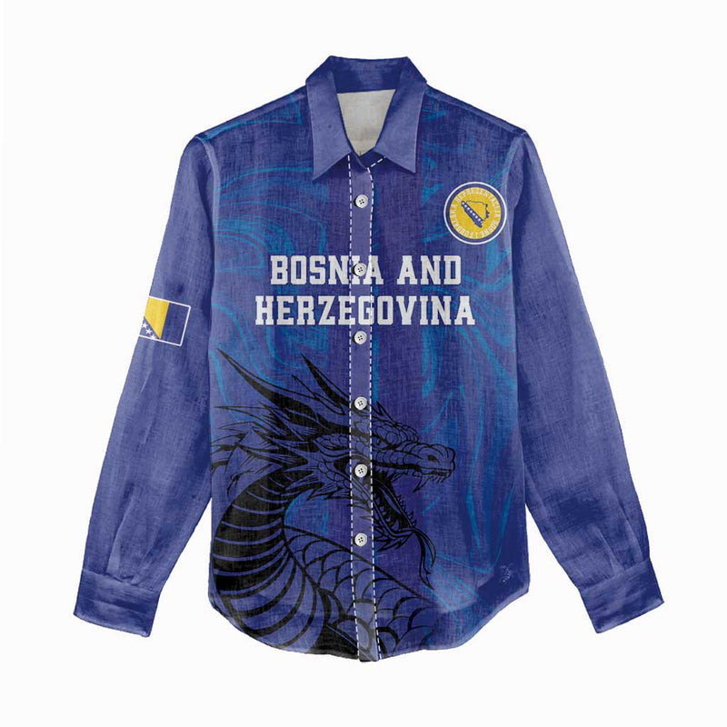 Custom Bosnia and Herzegovina Football The Dragons Go Champions Women Casual Shirt