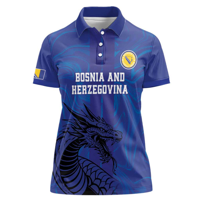 Custom Bosnia and Herzegovina Football The Dragons Go Champions Women Polo Shirt