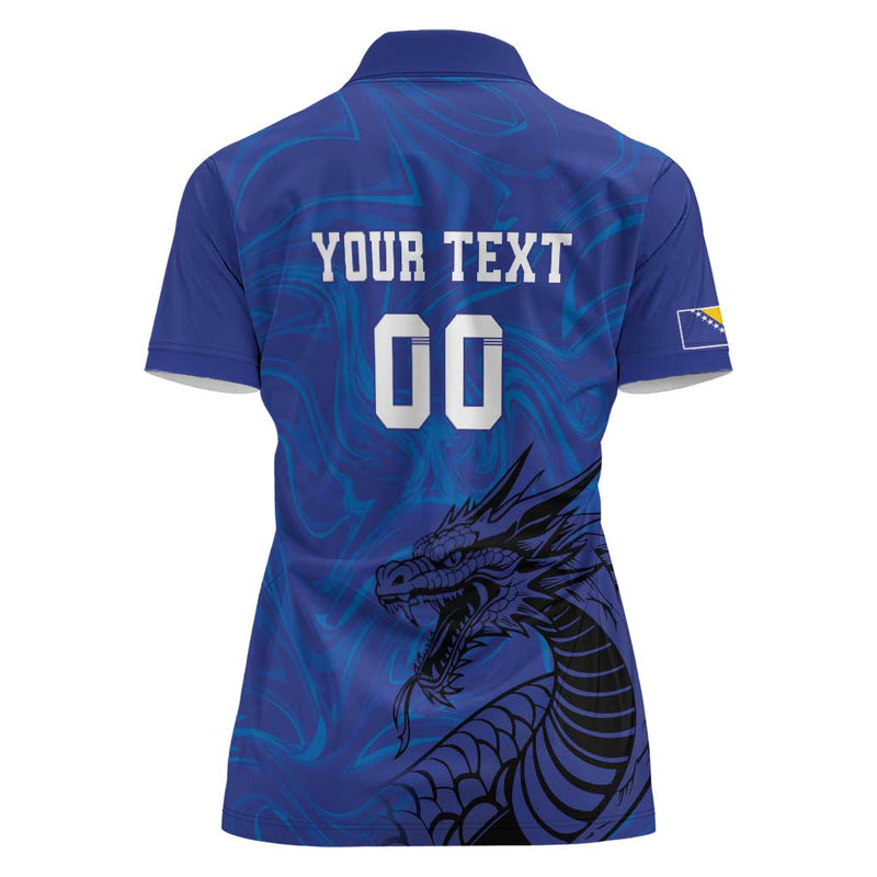 Custom Bosnia and Herzegovina Football The Dragons Go Champions Women Polo Shirt