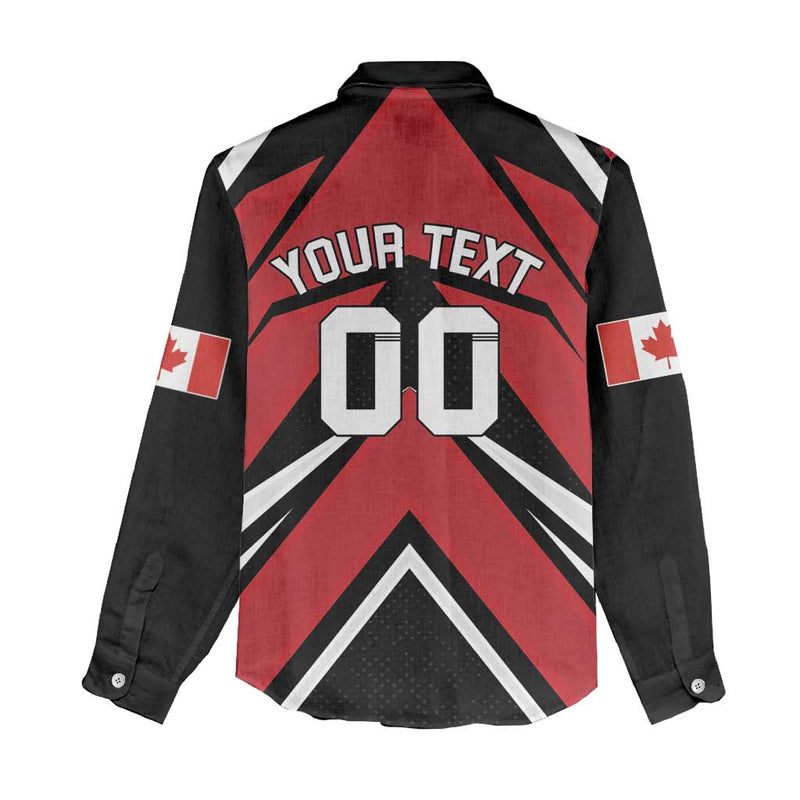 Custom Canada Hockey Black Bear Playing Ice Hockey Women Casual Shirt