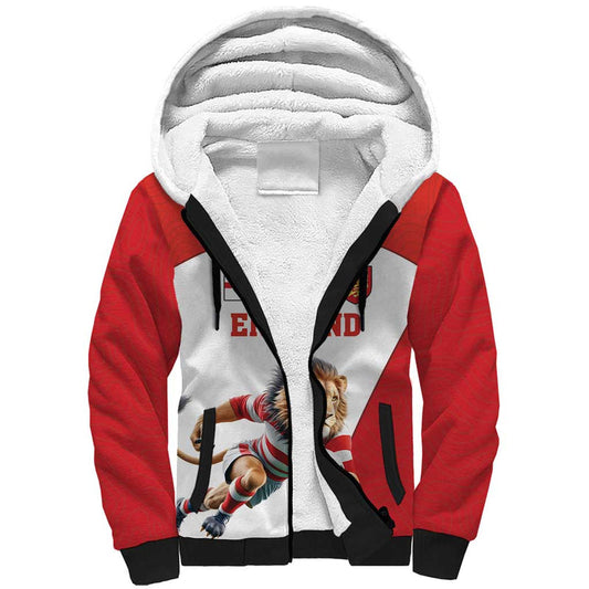 Custom England Football Lion Mascot Sporty Version Sherpa Hoodie