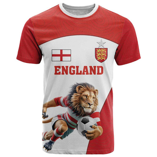 Custom England Football Lion Mascot Sporty Version T Shirt
