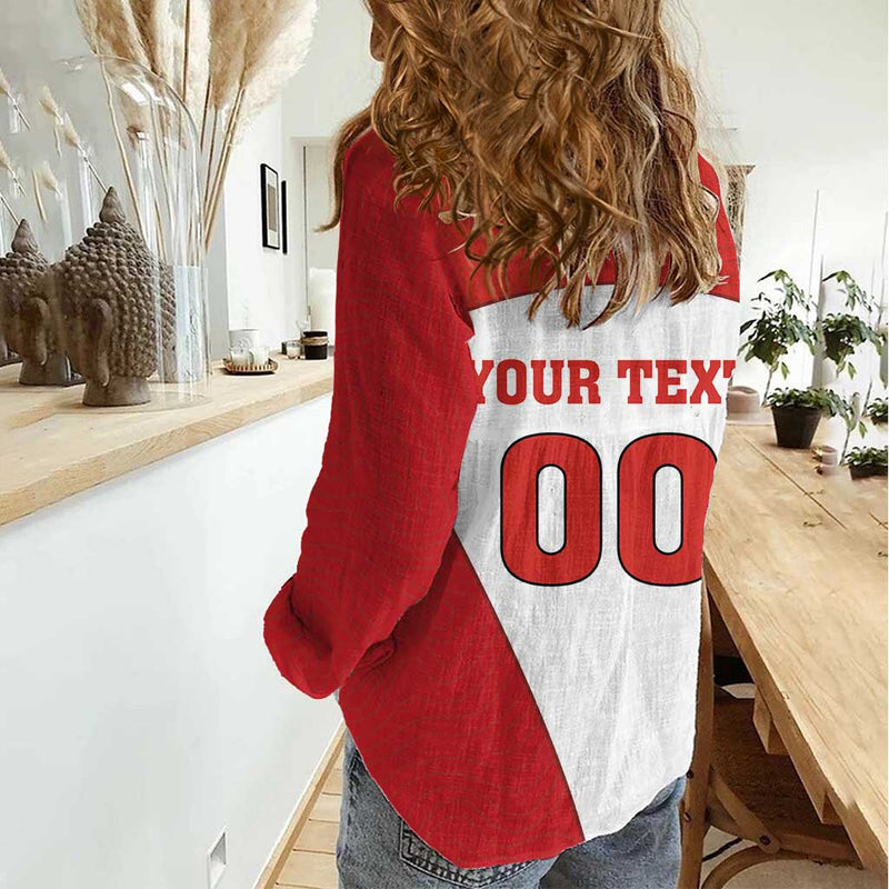 Custom England Football Lion Mascot Sporty Version Women Casual Shirt