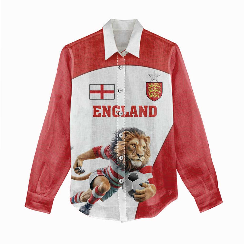 Custom England Football Lion Mascot Sporty Version Women Casual Shirt