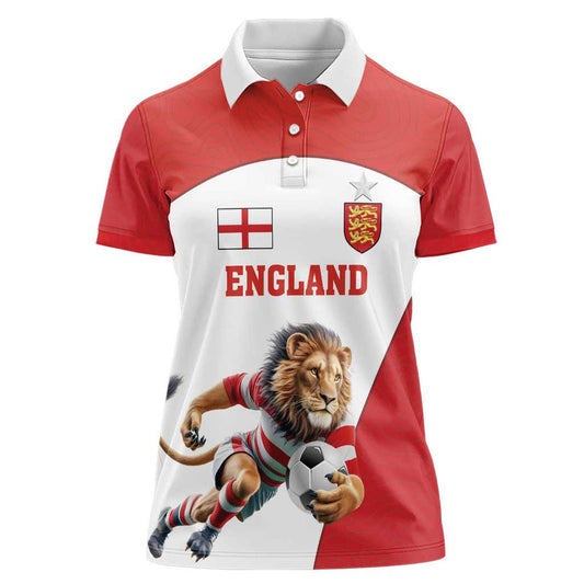 Custom England Football Lion Mascot Sporty Version Women Polo Shirt