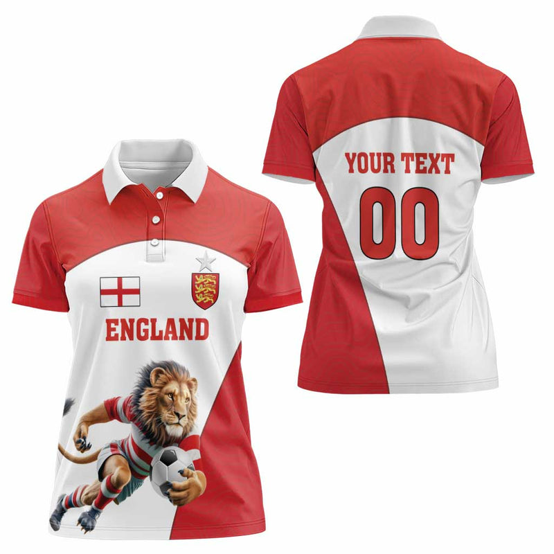 Custom England Football Lion Mascot Sporty Version Women Polo Shirt