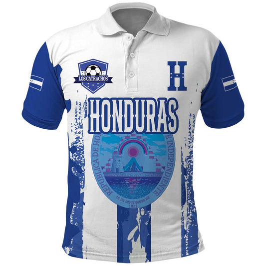 Custom Honduras Football Los Catrachos Grunge Style Polo Shirt