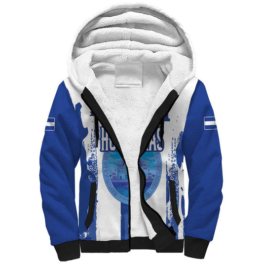 Custom Honduras Football Los Catrachos Grunge Style Sherpa Hoodie