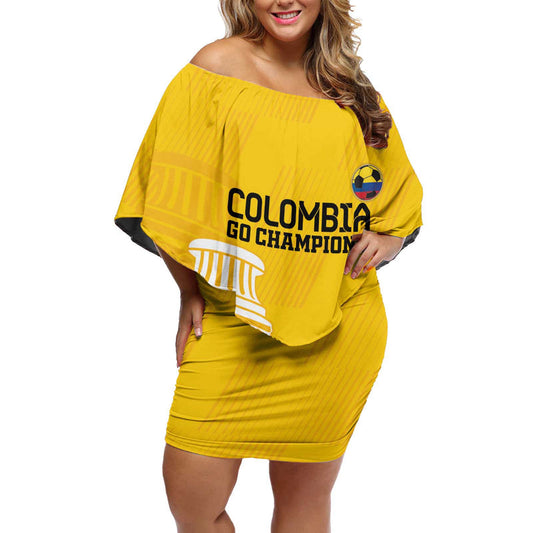 Custom Colombia Football Go Champions Off Shoulder Short Dress