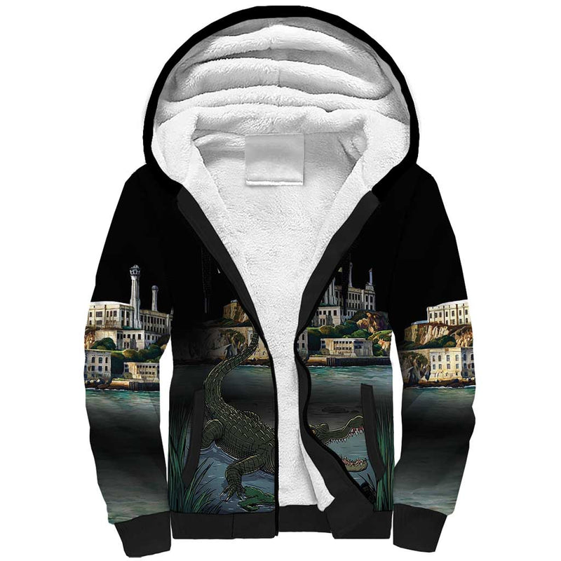 Everglades Alligator Alcatraz Florida Sherpa Hoodie