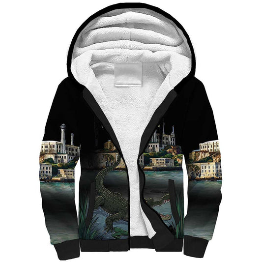 Everglades Alligator Alcatraz Florida Sherpa Hoodie
