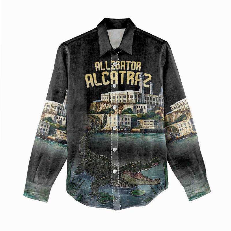 Everglades Alligator Alcatraz Florida Women Casual Shirt
