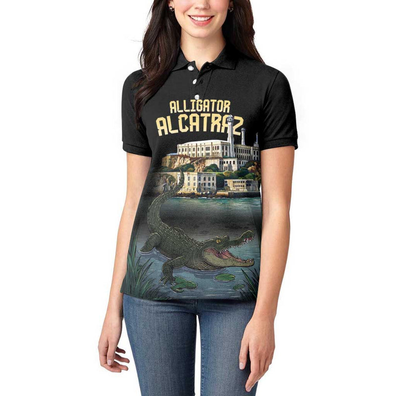 Everglades Alligator Alcatraz Florida Women Polo Shirt