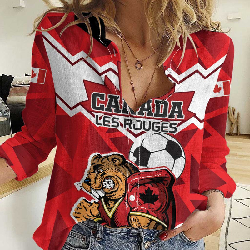 Custom Canada Football Beavers Mascot Women Casual Shirt
