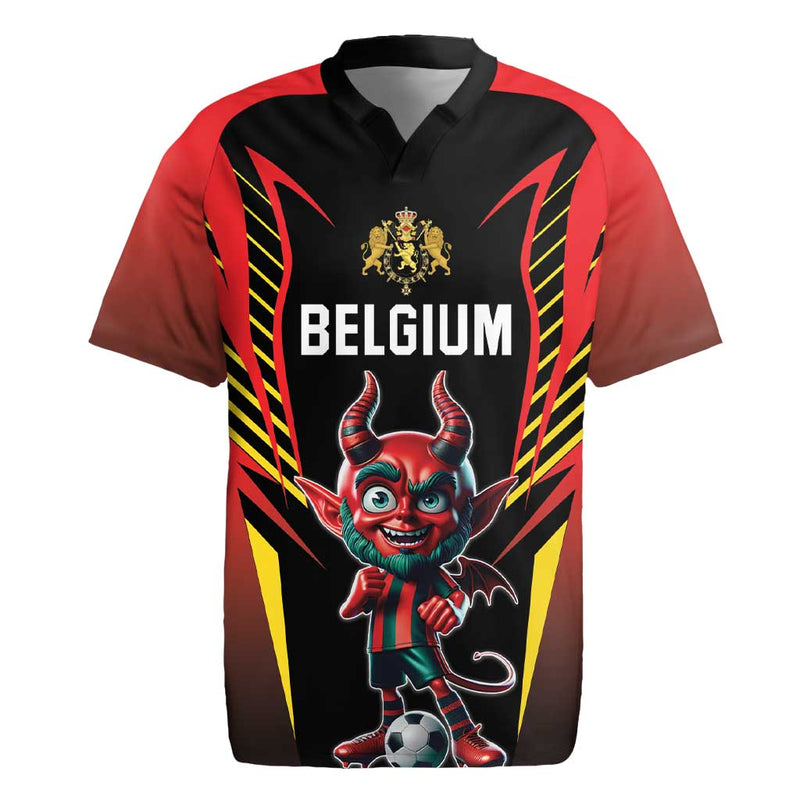 Custom Belgium Football Les Diables Rouges Devil Mascot Rugby Jersey