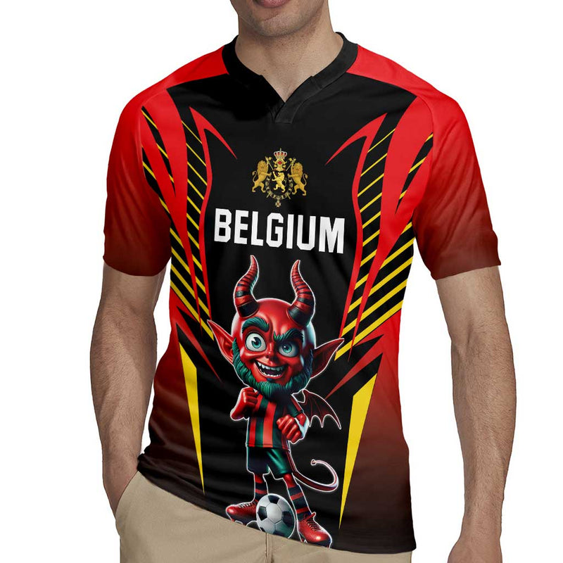 Custom Belgium Football Les Diables Rouges Devil Mascot Rugby Jersey