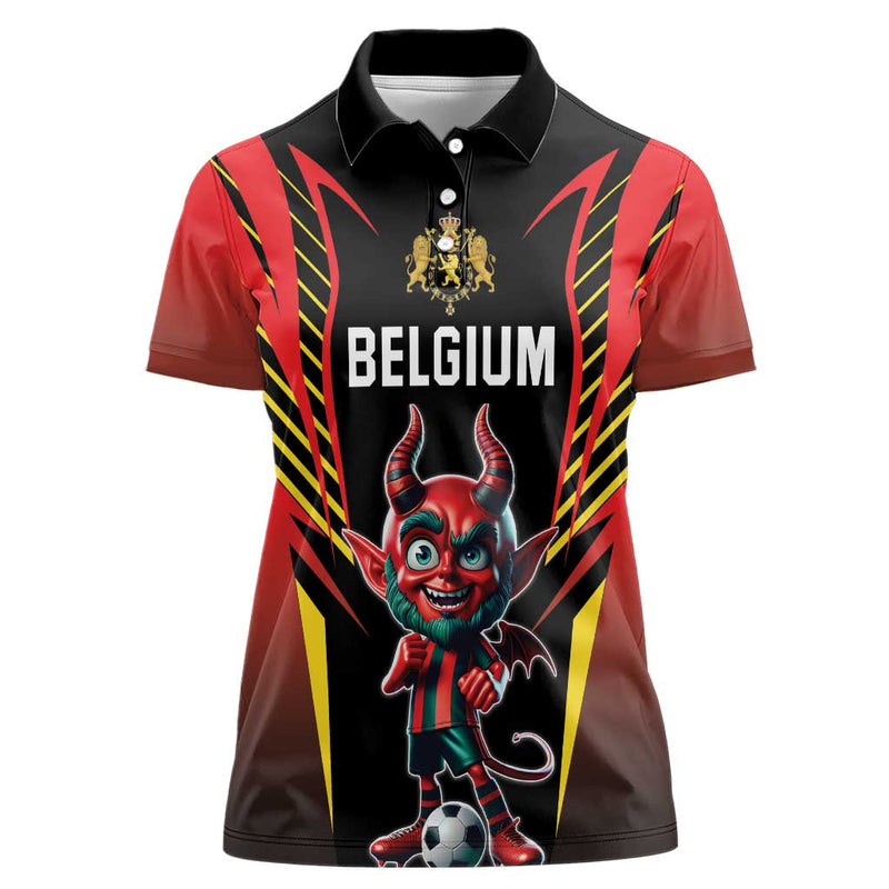 Custom Belgium Football Les Diables rouges Devil Mascot Women Polo Shirt