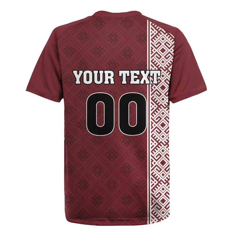 Custom Belarus Football The White Wings Red Version Rugby Jersey