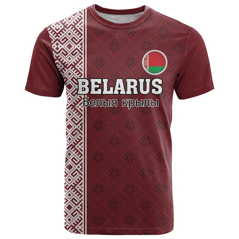 Custom Belarus Football The White Wings Red Version T Shirt