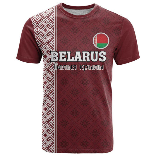 Custom Belarus Football The White Wings Red Version T Shirt