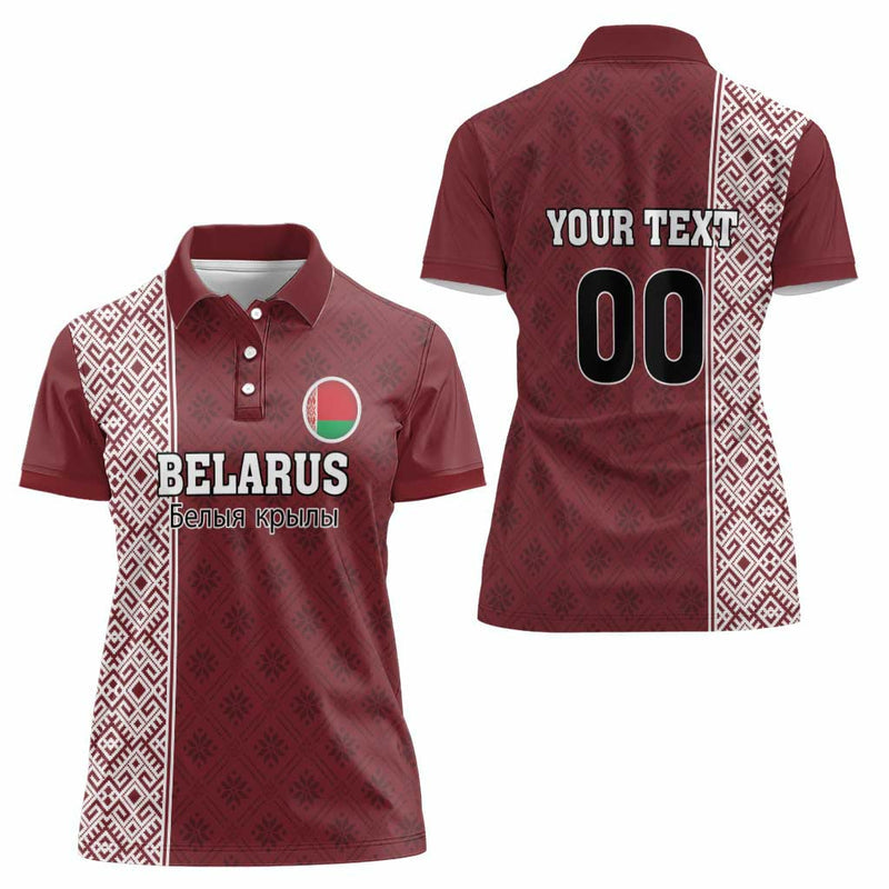 Custom Belarus Football The White Wings Red Version Women Polo Shirt