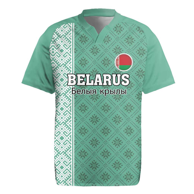 Custom Belarus Football The White Wings Green Version Rugby Jersey