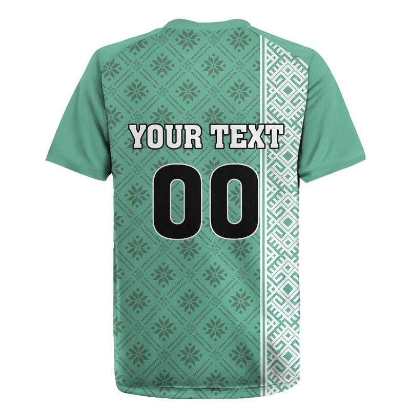 Custom Belarus Football The White Wings Green Version Rugby Jersey