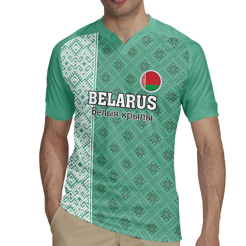 Custom Belarus Football The White Wings Green Version Rugby Jersey