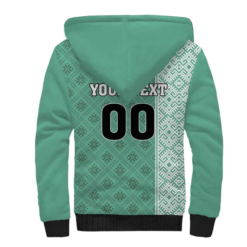 Custom Belarus Football The White Wings Green Version Sherpa Hoodie