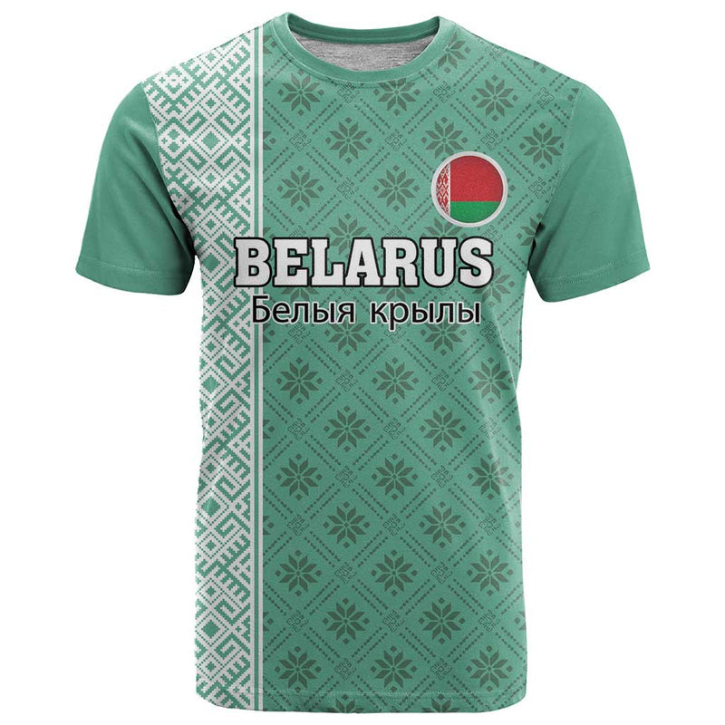 Custom Belarus Football The White Wings Green Version T Shirt