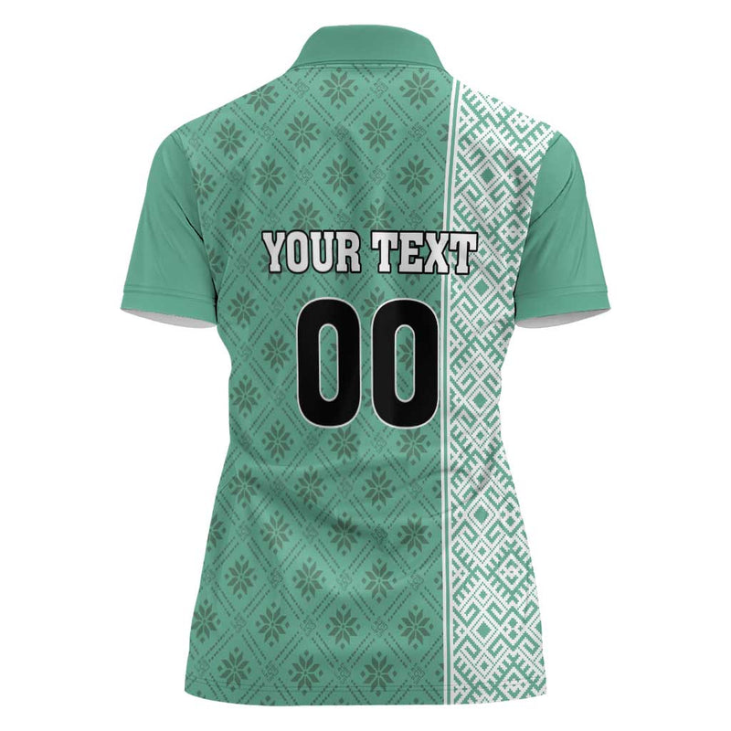 Custom Belarus Football The White Wings Green Version Women Polo Shirt