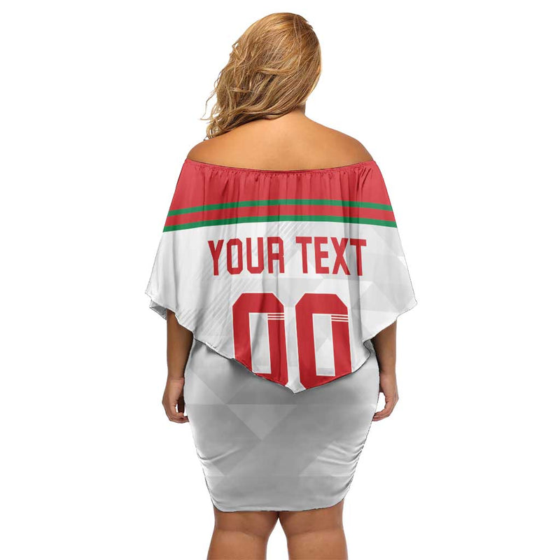 Custom Belarus Ice Hockey 2025 Go Bisons White Version Off Shoulder Short Dress
