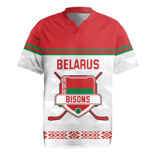 Custom Belarus Ice Hockey 2025 Go Bisons White Version Rugby Jersey