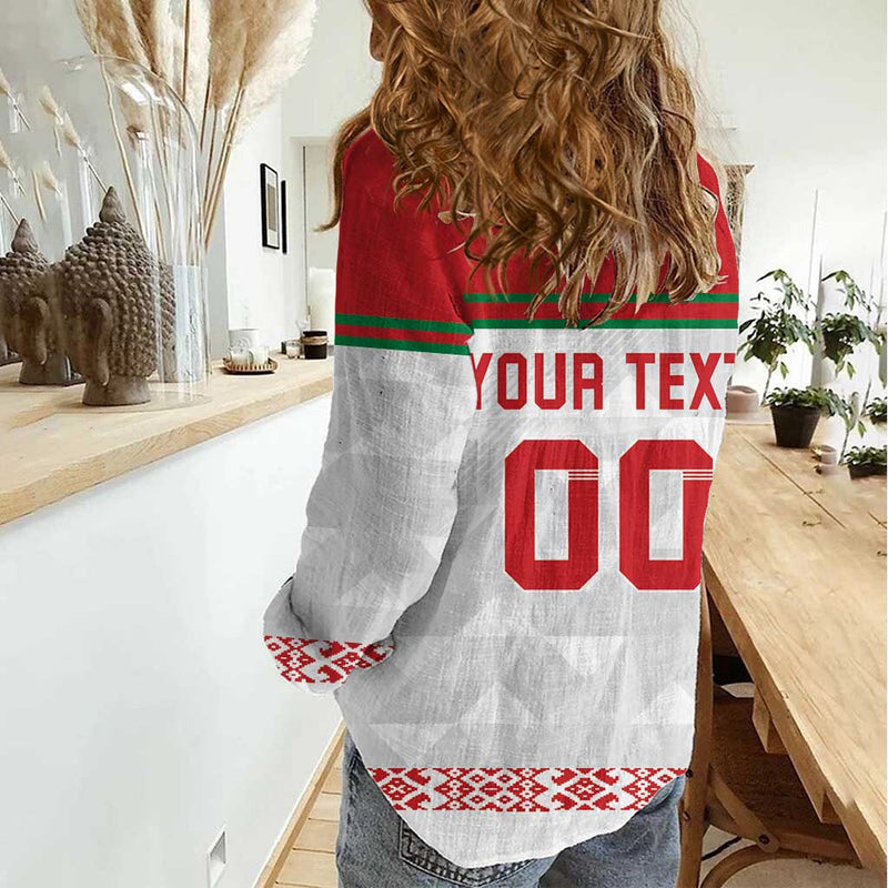 Custom Belarus Ice Hockey 2025 Go Bisons White Version Women Casual Shirt