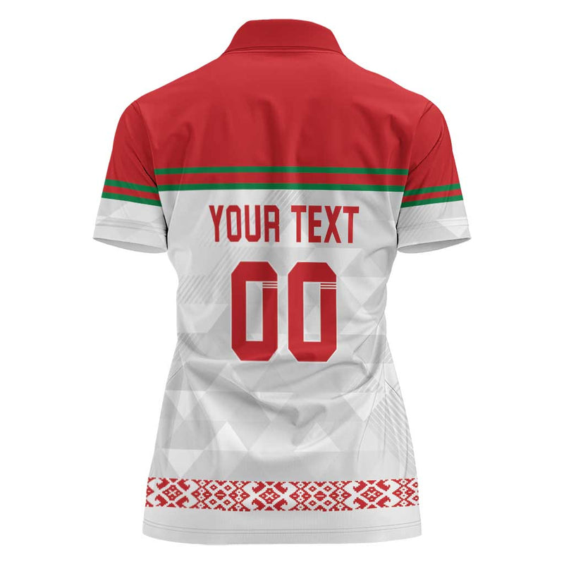 Custom Belarus Ice Hockey 2025 Go Bisons White Version Women Polo Shirt