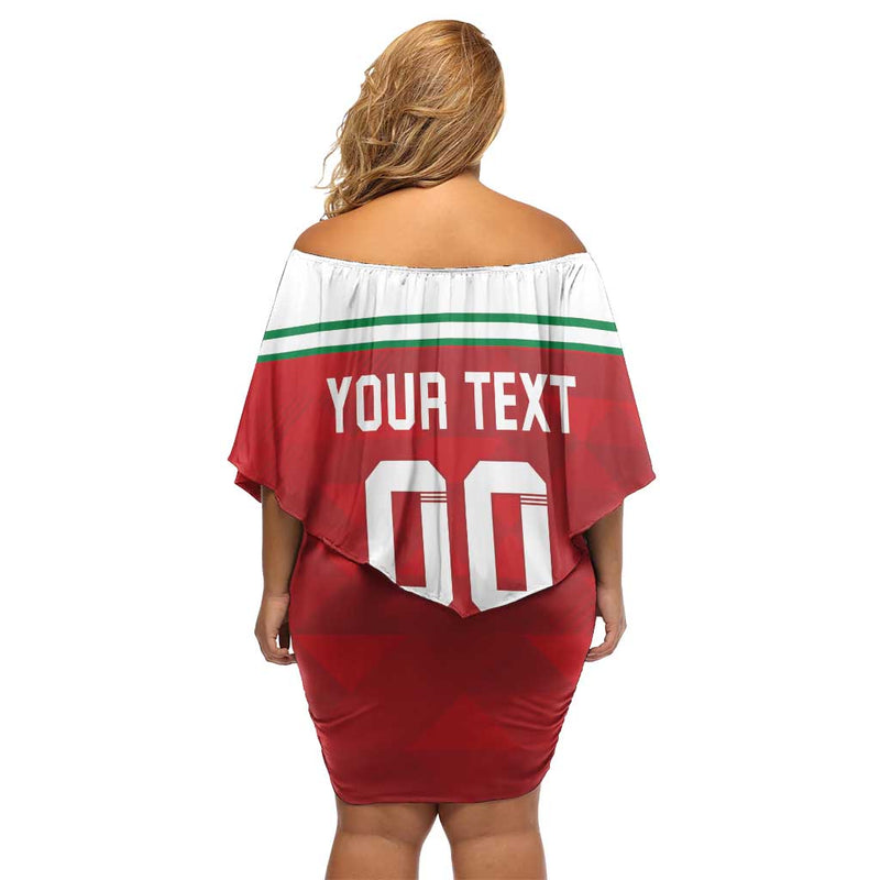 Custom Belarus Ice Hockey 2025 Go Bisons Red Version Off Shoulder Short Dress