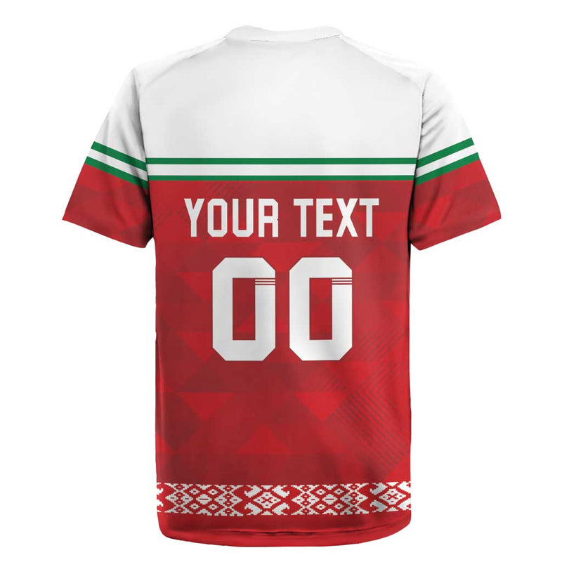Custom Belarus Ice Hockey 2025 Go Bisons Red Version Rugby Jersey